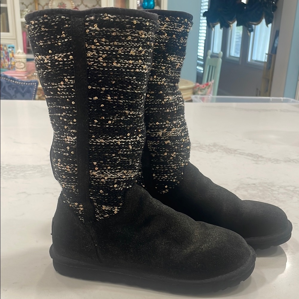 Black and Gold Sequin UGG Boots